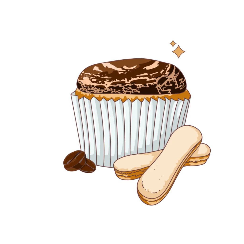 a tiramisu cupcake and lady fingers